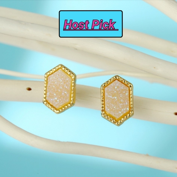 HOST PICK Blush-Cream Resin Druzy Earri… - Picture 1 of 6